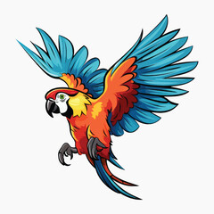Colorful parrot in flight