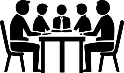 Silhouette of a Business Meeting with Discussion Participants