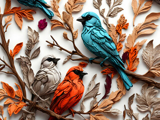 Obraz premium bird on a branch,Ai generated 