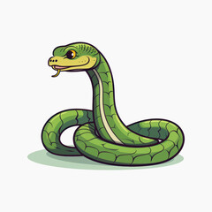 Green snake cartoon illustration