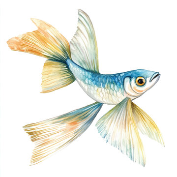 recommend clip art: cute fish  watercolor clipart illustration isolated