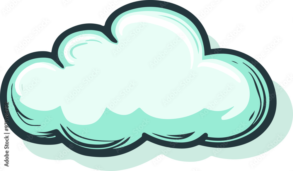 Wall mural Stylized Vector Illustration of a Light Blue Cloud