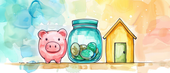 Urban living and housing costs depicted in pastel cartoon show a family relocating. The illustration captures the challenges of finding a new home in a high-cost market.