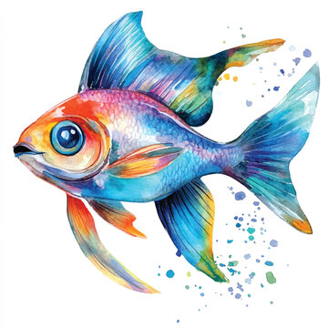 recommend clip art: cute fish  watercolor clipart illustration isolated