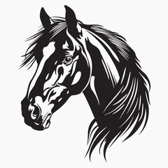 Elegant horse head silhouette art