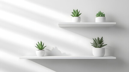 Minimalist Wall Shelf with Succulents
