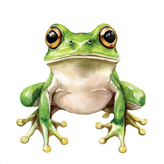 cute frog watercolor clipart illustration isolated