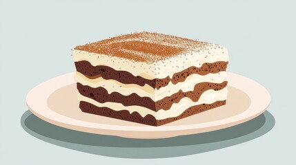 A Piece of Tiramisu on a Plate