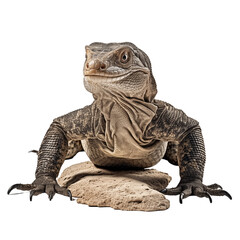 Obraz premium Large Desert Lizard Resting On A Rock Isolated On Transparent Background