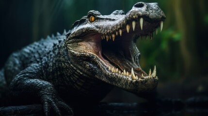 Obraz premium Close-up of an Alligator with its Mouth Open