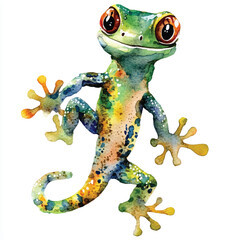 cute Gecko watercolor clipart illustration isolated