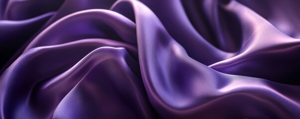 Obraz premium Purple silk fabric with elegant folds, luxurious texture. Fashion and textile concept