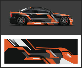 Car wrap vinyl racing decal wrap and Abstract geometric stripes sport black background