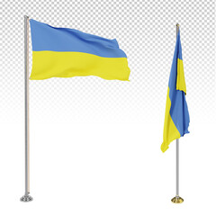 Ukraine flag in the blue sky. Ukraine 3d flag floating in the wind with a blue sky in the background