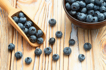 Blueberry photography in a bowl on rustic background
