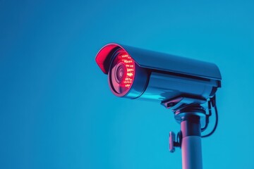 Security Camera on Blue Background