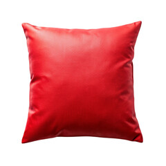 Red pillow isolated on transparent background.