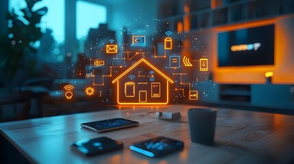 Exploring the Future: A Smart Home with Connected Devices and Interactive Technologies Unleashed. Virtual Business Team Concept