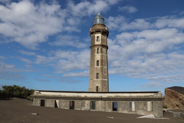 Capelo, Faial, Portugal. 02-09-2024. Lighthouse of Ponta dos Capelinhos.