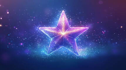 Light-up star graphic illustration with glowing particles on a colorful background