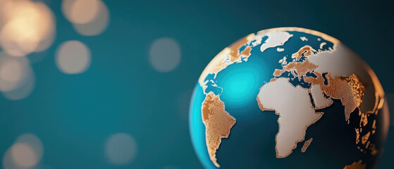 Global Perspective, a stylized globe viewing earths continents in vivid colors against a soft background, symbolizing unity and interconnectedness of our world.