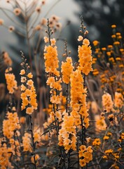 Naklejka premium Close Up of Bright Yellow Flowers in a Garden