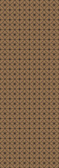 A repeating geometric pattern with a warm brown background and intricate black designs.