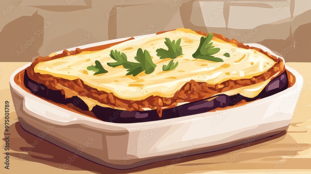 Wall mural delicious creamy baked eggplant casserole