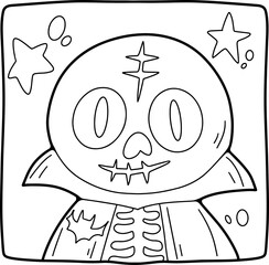 Coloring Halloween cartoon ghost cute hand drawn elements