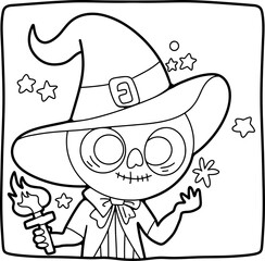 Coloring Halloween cartoon ghost cute hand drawn elements