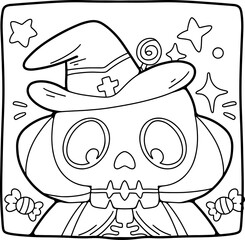 Coloring Halloween cartoon ghost cute hand drawn elements