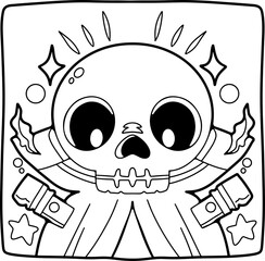 Coloring Halloween cartoon ghost cute hand drawn elements