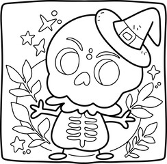 Coloring Halloween cartoon ghost cute hand drawn elements