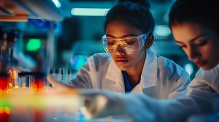 Students work together on a research project, each contributing to different parts of the experiment.