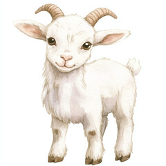 cute goat watercolor clipart illustration isolated