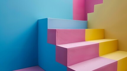 Fototapeta premium Modern Minimalist Stairs with Colorful Walls