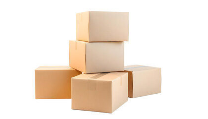 Obraz premium Cardboard boxes isolated on transparent background. 3d illustration.