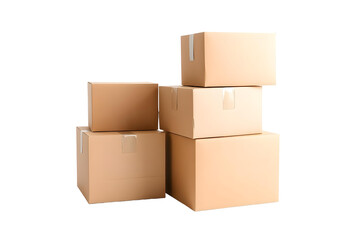 Cardboard boxes isolated on transparent background. 3d illustration.