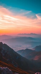 Obraz premium Mountain Ranges at Sunset