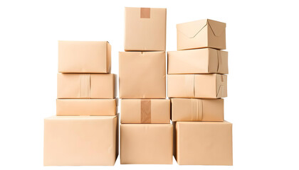 Fototapeta premium Cardboard boxes isolated on transparent background. 3d illustration.