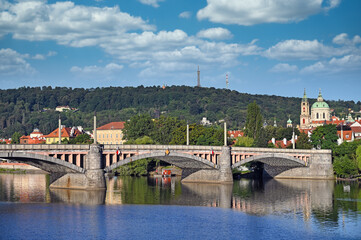 Fototapeta premium Manes bridge on Vltava river in Prague Czech republic