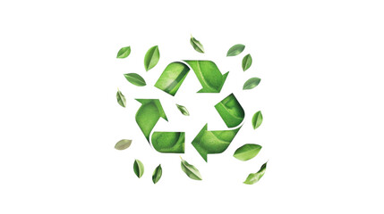 Obraz premium Recycle logo with leaves on transparent background