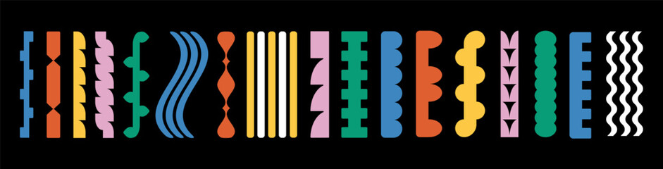 Brutal modern contemporary figure. Set of line shapes. Abstract geometric shapes and icons. Swiss design aesthetics. Trendy 90s retro style.