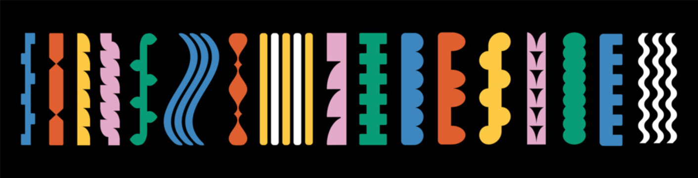 Brutal modern contemporary figure. Set of line shapes. Abstract geometric shapes and icons. Swiss design aesthetics. Trendy 90s retro style.