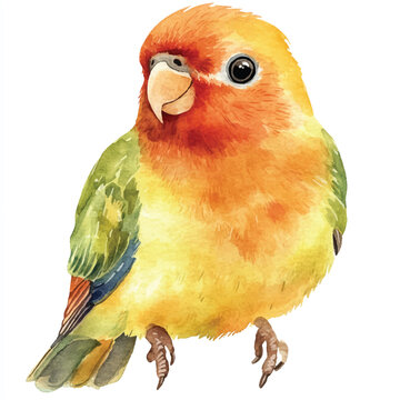 recommend clip art: cute Gold Lovebird watercolor clipart illustration isolated