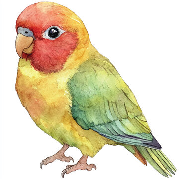 recommend clip art: cute Gold Lovebird watercolor clipart illustration isolated
