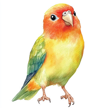 recommend clip art: cute Gold Lovebird watercolor clipart illustration isolated