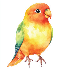 cute Gold Lovebird watercolor clipart illustration isolated