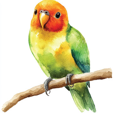recommend clip art: cute Gold Lovebird watercolor clipart illustration isolated