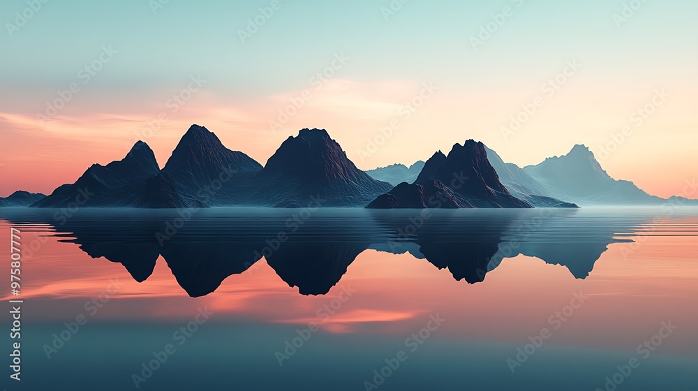 Canvas Prints Serene Mountain Reflection at Sunset